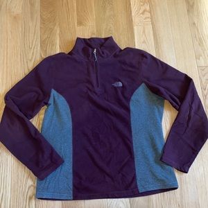 The North Face TKA 100 quarter zip fleece. Size Large purple and gray.